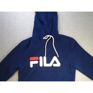 Fila Women's Sweater Hoodie Navy Blue Small Sherpa Fleece